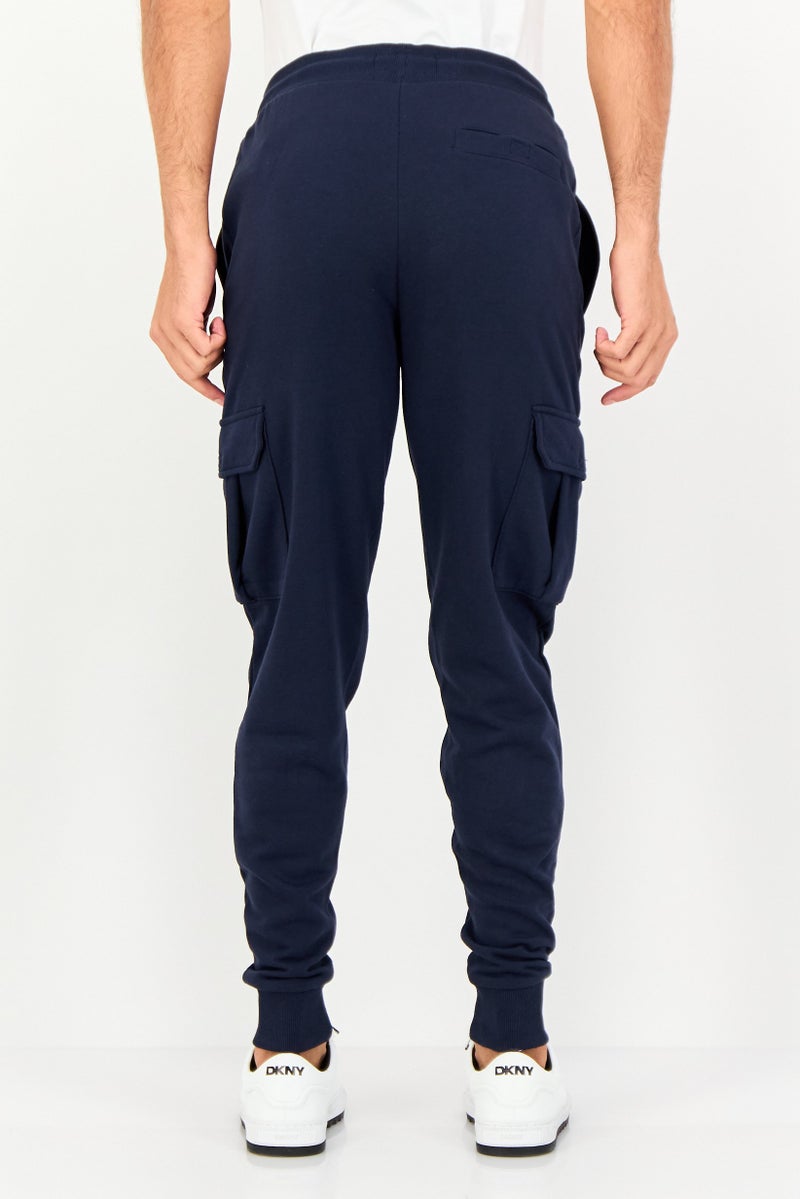 Threadbare Men Regular Fit Brand Logo Cargo Pants, Navy - Image 2