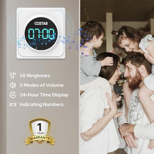 Costar Door Bell - Calling Bell Wireless with 24-Hour Time Display, Wireless Doorbell for Home, 1000ft Range Operating with 58 Chimes, 5 Levels Adjustable Volume(Pebble 700 White) - Image 3