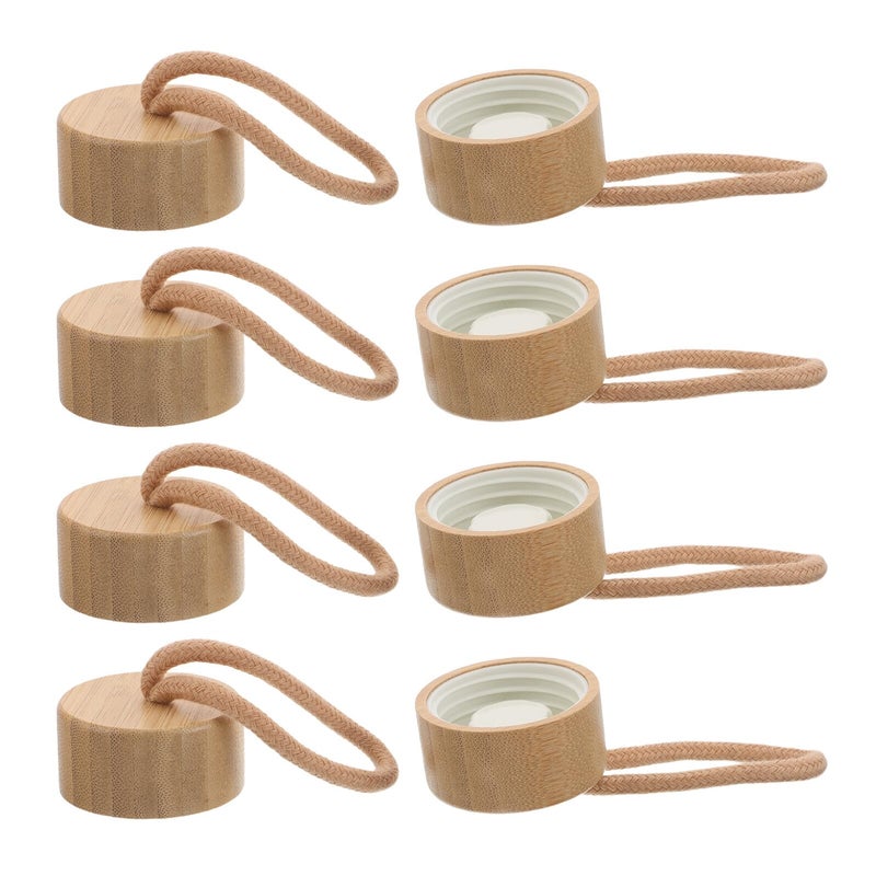 8Pcs Glass Bottle Caps with Sealed Solid Wood Lids and Rope Replacement Covers for Storage Jars - Image 2
