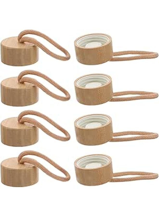 8Pcs Glass Bottle Caps with Sealed Solid Wood Lids and Rope Replacement Covers for Storage Jars - Image 1
