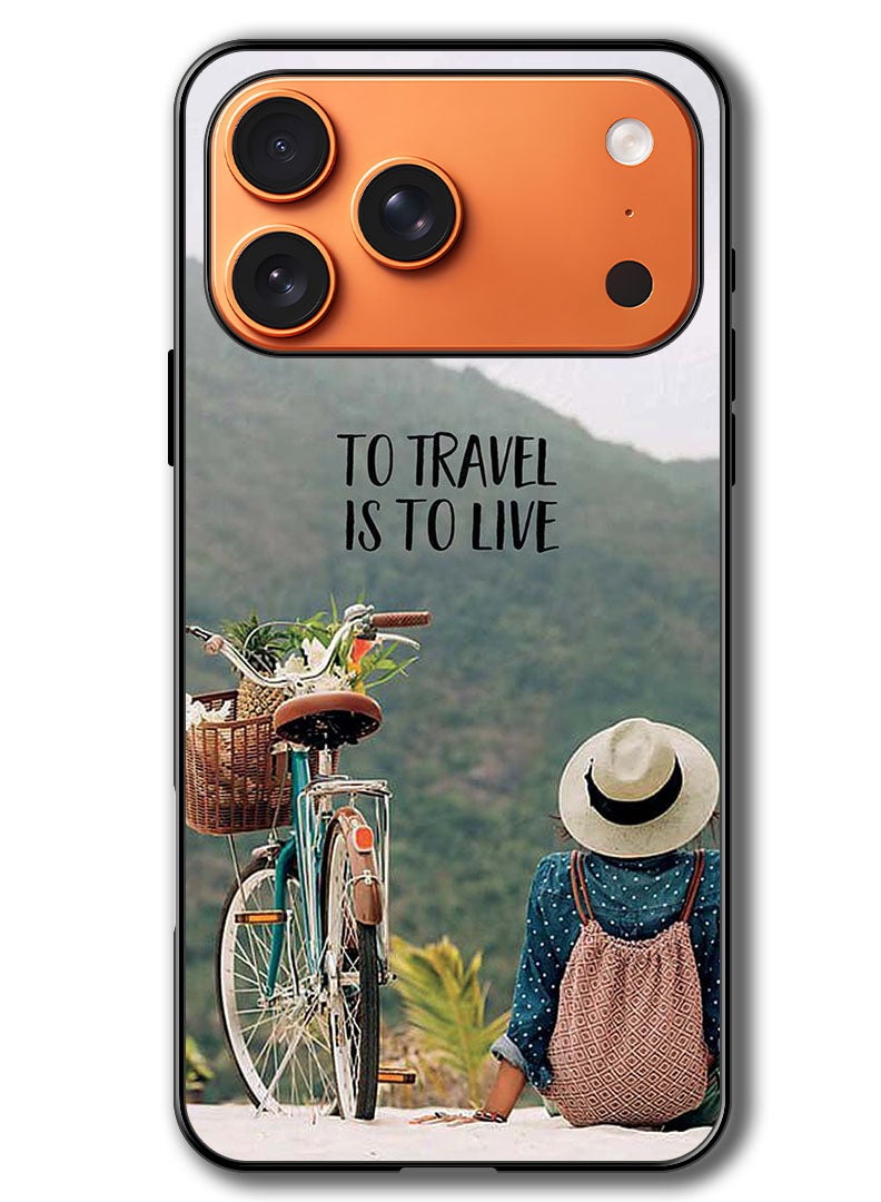 Theodor Case Compatible with Apple iPhone 17 Pro 6.3 Inch Protection Shockproof Bumper Cover To Travel Is To Live - Image 1