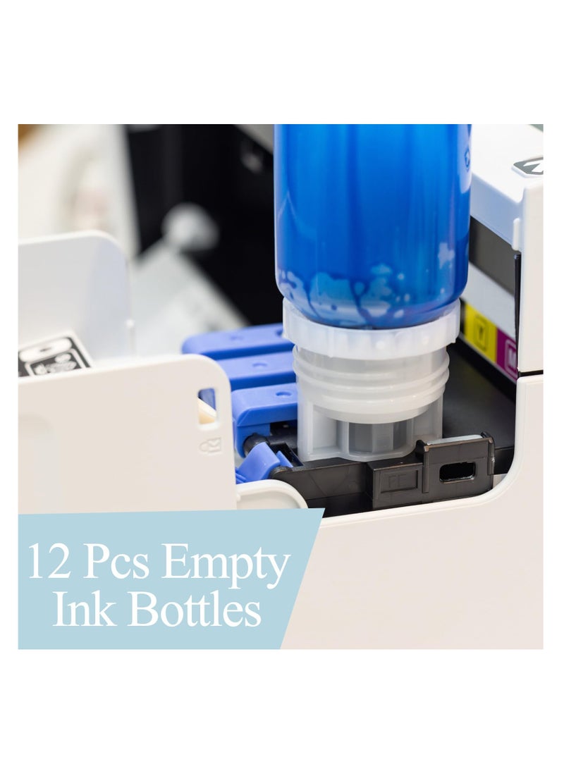 SYOSI Bottles Empty 502 Ink Refill Bottles, 12 Pieces, 70ml, Universal Empty Ink Bottles 502 Ink Refill Bottles Fit for Ecotank ET-3760 ET-2850 ET-4760 ET-4850 ET-3850, 502 Ink Bottles - Image 4