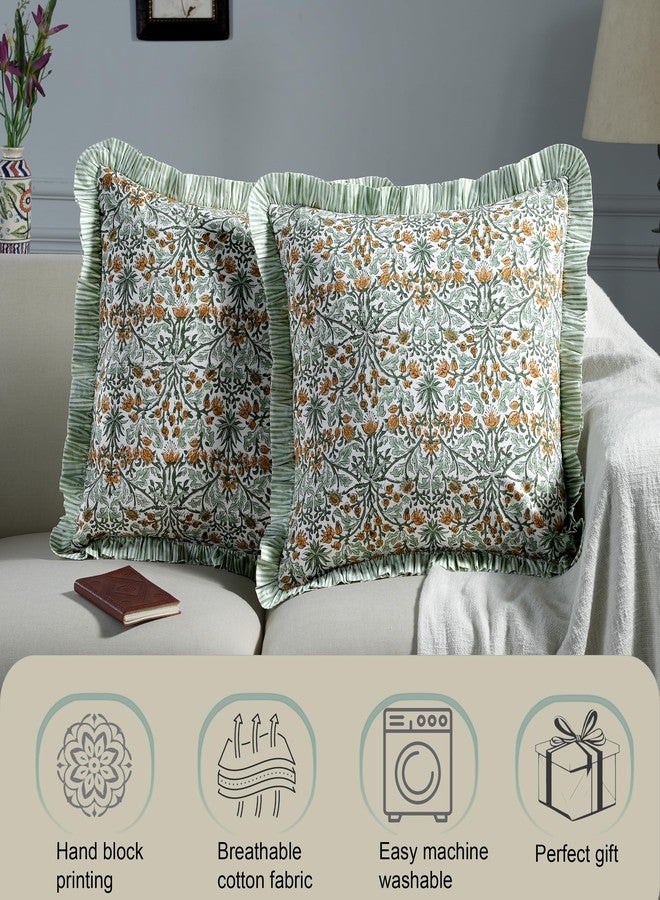 Ridhi Block Print Goldenrod Yellow Throw Pillow Cover 24" x 24" (Pack of 2) Decorative Cushion Covers with Ruffle for Couch, Sofa, Bed, Living Room, Home Decor Gift for Spring, Easter, Valentine - Image 5