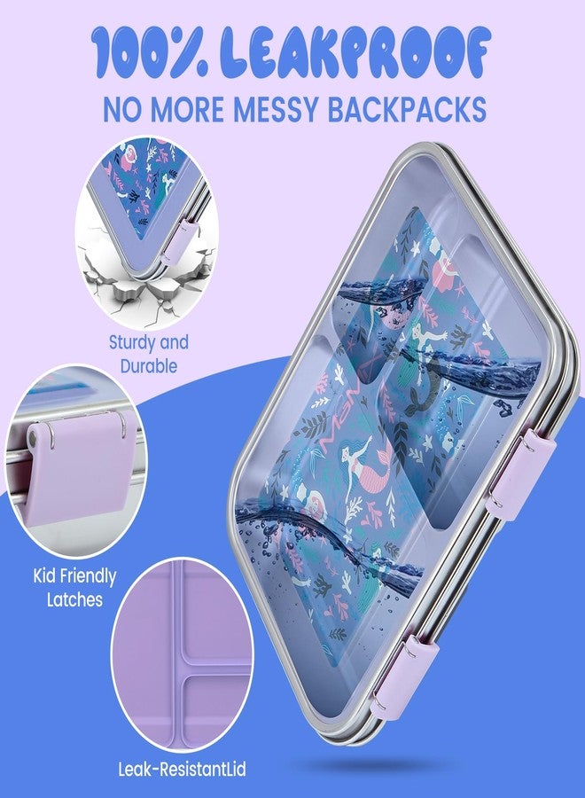 MaMix Kids Lunch Box Stainless Steel,3 Compartments Leak-Proof Bento Box for Kids for Sandwich, Lunch Containers Freezer Safe (purple) - Image 5