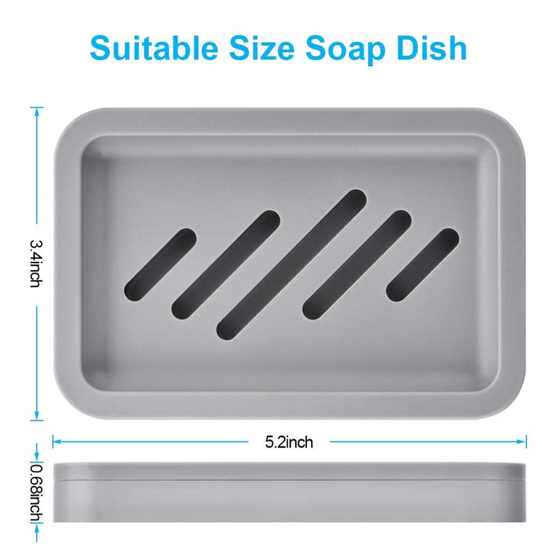 OstWony 2PCS Draining Soap Dishes, Dishwashing Sponge Soap Holder with Water Tray, Keep The Place Dry, Easy to Clean Soap Cases, Suitable for Kitchen, Bathroom, Container (Gray) - Image 2