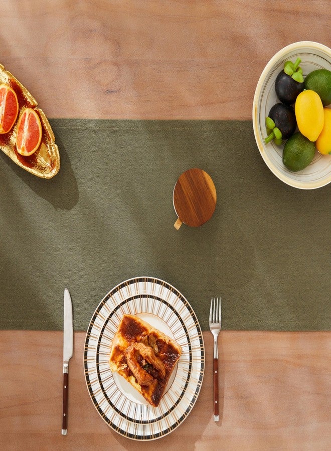 ZeeMart Rustic Cotton Linen Table Runner, 13x72 Inches Olive, Farmhouse Style Green Table Runners 72 Inches Long, Washable Kitchen Dining Table Decoration for Home Party Decor - Image 5