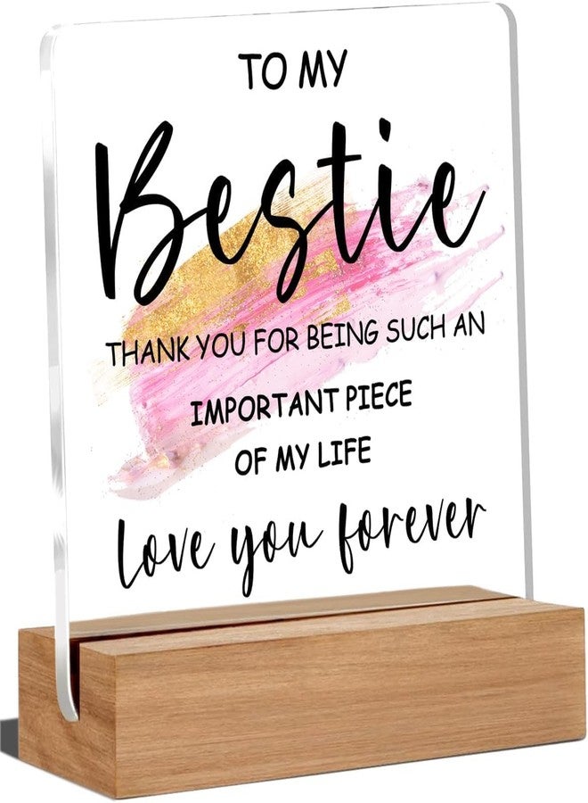 Bs amor Bestie Gift for Women, Ideas Acrylic Sign Desk Decorations Best friend Birthday Women, Thanksgiving Gift for Bestie Bff Friends Appreciation Keepsake, 5 X 4 Inches - Image 1