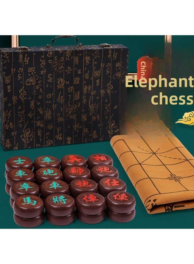 Direct Chinese Chess Solid Wood Large Wood Carving Craft Chess Suit To Send Elders High-grade Gift Box-Color:Hemu Color Box Canvas Chessboard - Image 2