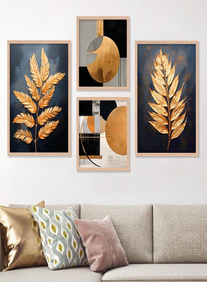 ARTELLY Modern Art Paintings Set of 4 Framed Paintings for Wall Decoration, Bedroom - Decorative Frame For Wall Decor Posters for Living Room - Big Size Wall Paintings Home Gifts Items (Art Deco, 2) - Image 1