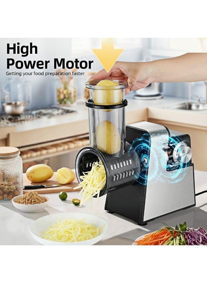 ET-LIFE 7 in 1 Professional Electric Cheese Grater and Slicer, 300W, for Vegetable, Block Cheese, Salad Maker, Shredded Carrot, Zucchini for Home Kitchen - Image 5