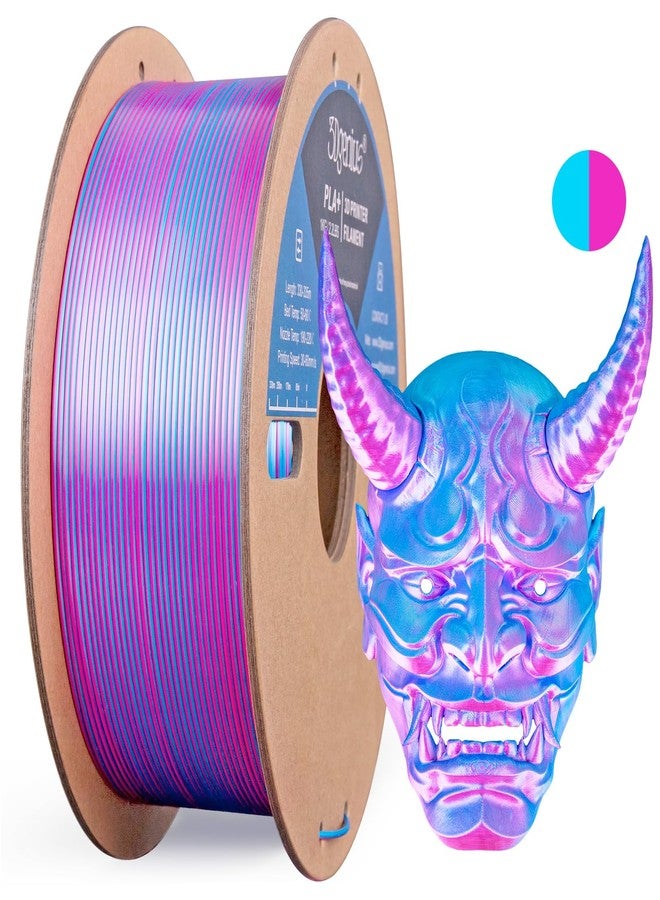 3Dgenius Silk Dual Color PLA Filament 1.75mm, 2-in-1 Coextruded Shiny Multicolor 3D Printer Filament, 1KG(2.2lbs) Spool, Silk Rose Red/Sky Blue, Clog-Free & Bubble-Free for FDM 3D Printers - Image 1