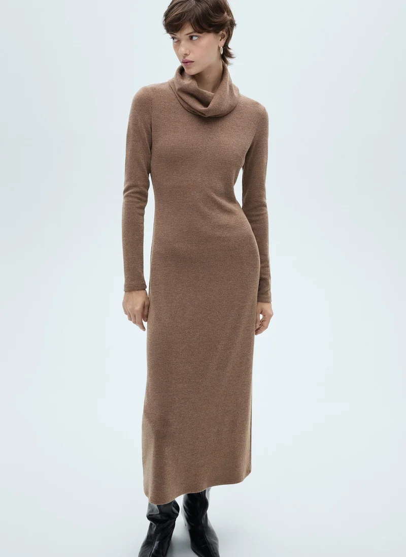 MANGO Knitted Turtleneck Dress