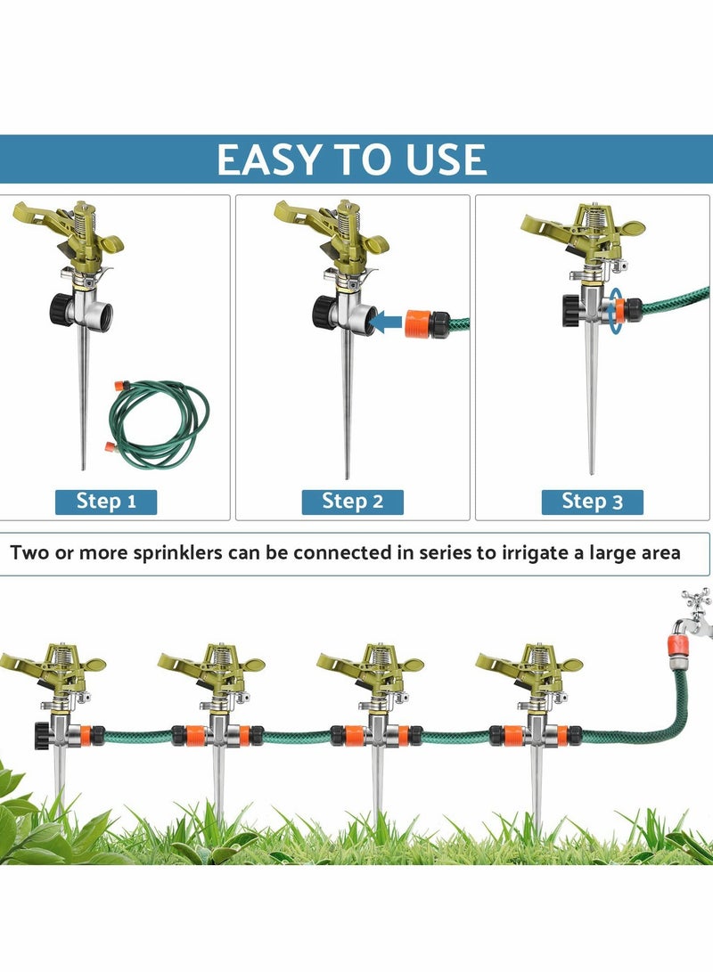 كابتن تيك 360 Degree Automatic Rotating Lawn Sprinkler Set, Zinc Alloy Pulsating Garden Sprinklers for Efficient Watering, 4 Pieces - Image 4