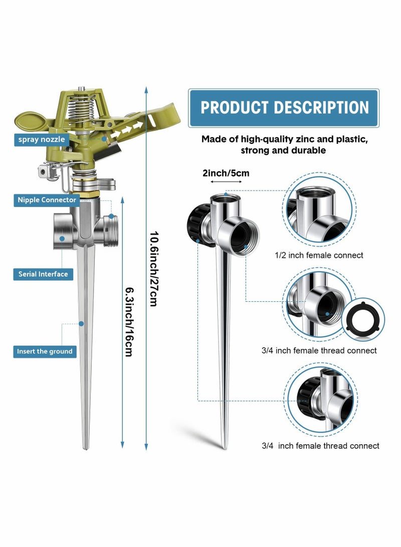 كابتن تيك 360 Degree Automatic Rotating Lawn Sprinkler Set, Zinc Alloy Pulsating Garden Sprinklers for Efficient Watering, 4 Pieces - Image 2