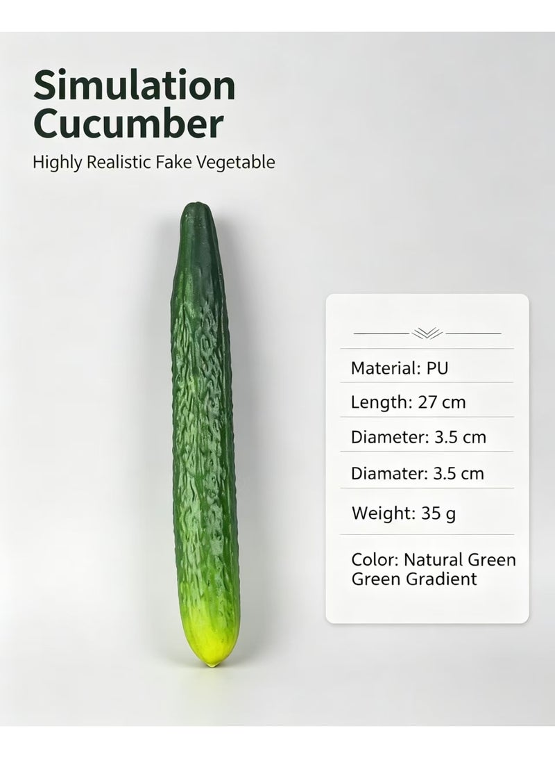 Simulated Cucumber Model, Lifelike Artificial Vegetable Prop, PU Material, 27cm - Image 3