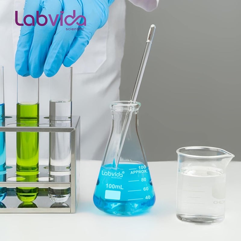 Labvida 6pcs of Narrow Mouth Glass Erlenmeyer Flasks, Vol.100ml, 3.3 Borocilicate with Printed Graduation, LVC009 - Image 4