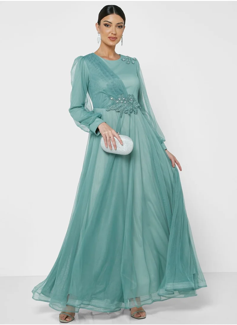 Khizana Hadia Ghaleb Tulle Detail Dress
