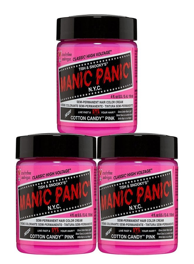 MANIC PANIC Classic Cotton Candy Pink Semi Permanent Hair Color - Bright Pink Hair Dye for Women & Men That Lasts 4-6 Weeks - Vegan, Ammonia & Cruelty-Free - Create & Mix Custom Shades (4oz / 3pk) - Image 1