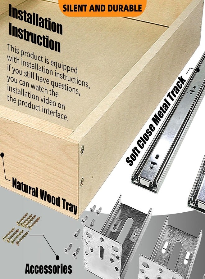 Mobirex Pull Out Drawers for Cabinet Wood Slide Out Cabinet Organizer and Storage Cabinet Kitchen Drawers Slide Out Shelves Pull Out Shelves in Kitchen Pantry Bathroom with Soft Close 15"W x 22"D x 3"H - Image 4