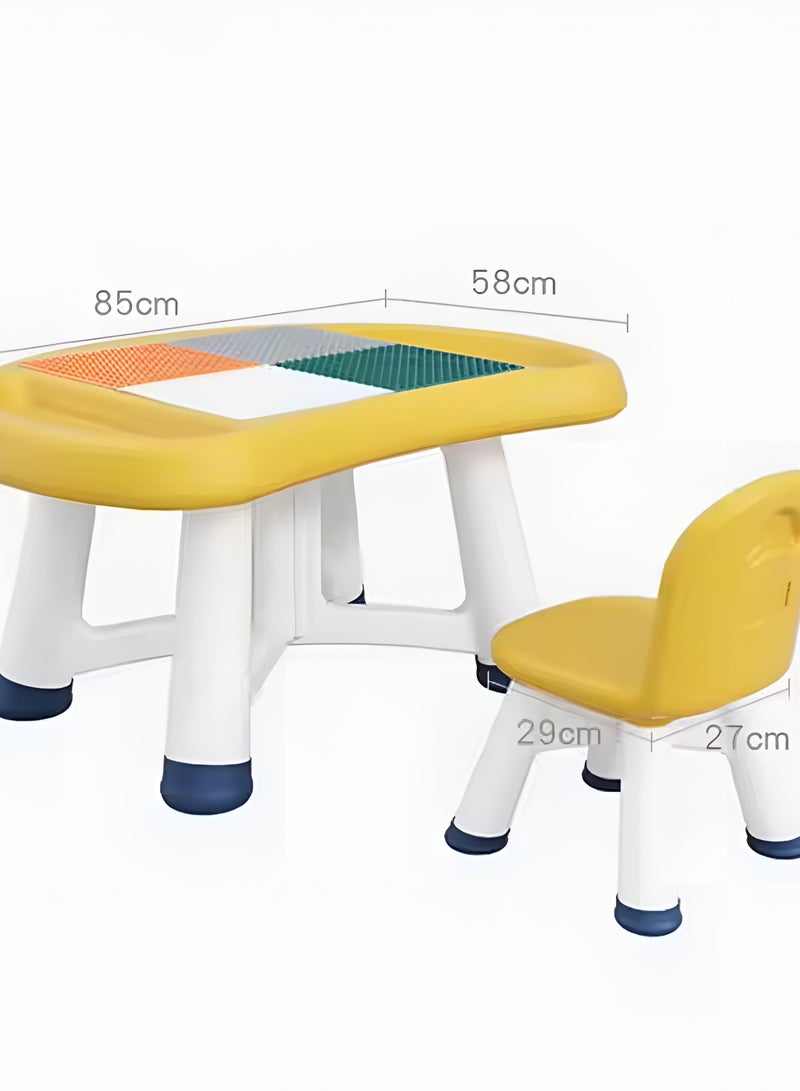 اي ام زد جي طاولة وكراسي فطر للأطفال للأطفال مع مجموعة مكعبات ليغو - Image 2