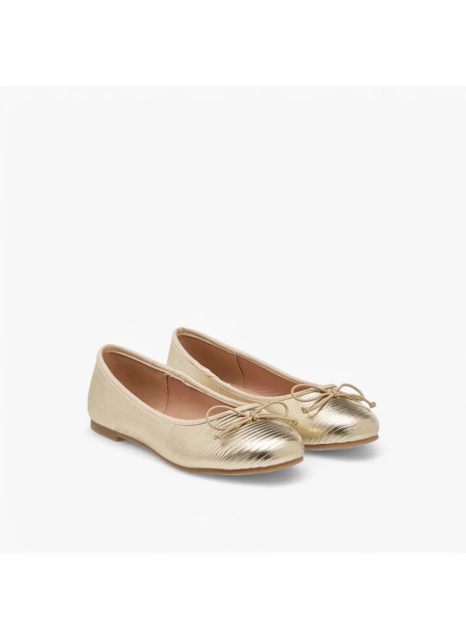 ميسي الصغيرة Girls Bow Accent Slip-On Ballerina Shoes