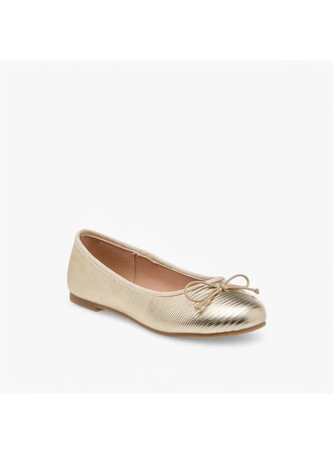 Little Missy Girls Bow Accent Slip-On Ballerina Shoes