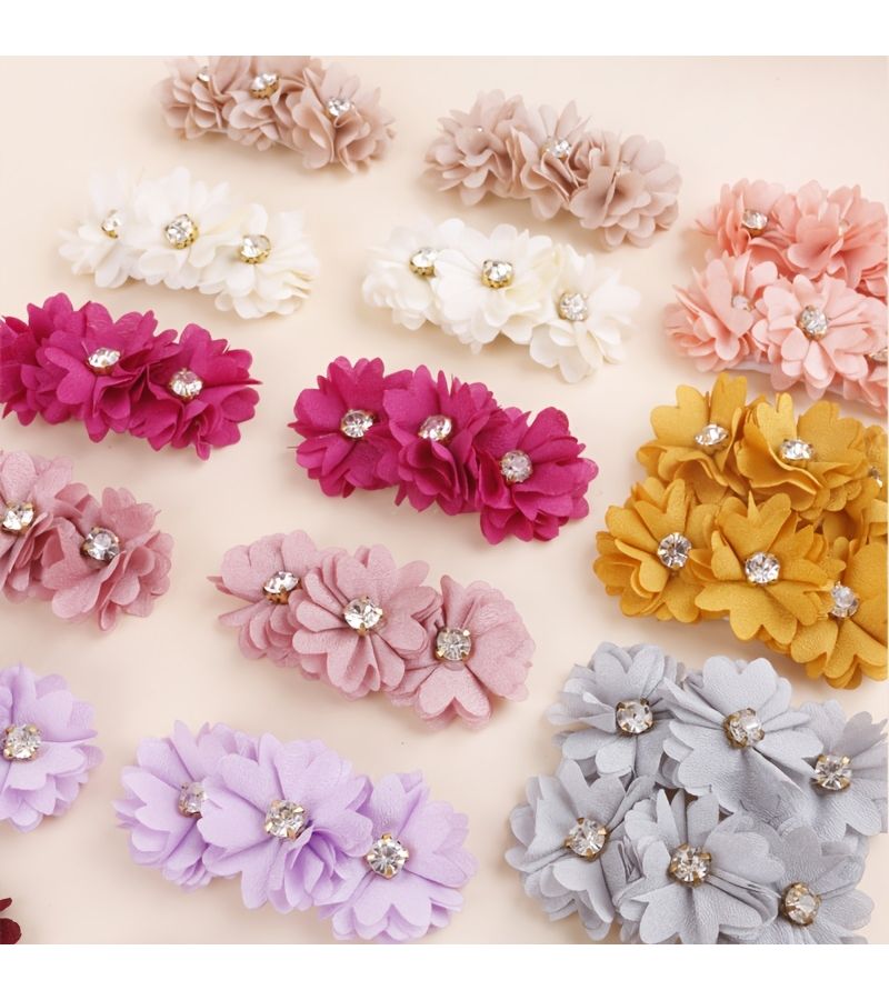Elegant Multicolor Floral Hair Clips 2 Pack For Girls Pastel Lightweight Hairpins Sparkling Centers Casual Bangs Updos Model006 - Image 2