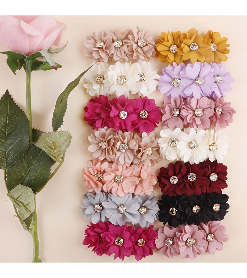 Elegant Multicolor Floral Hair Clips 2 Pack For Girls Pastel Lightweight Hairpins Sparkling Centers Casual Bangs Updos Model006 - Image 4