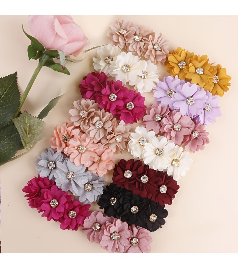 Elegant Multicolor Floral Hair Clips 2 Pack For Girls Pastel Lightweight Hairpins Sparkling Centers Casual Bangs Updos Model006 - Image 5