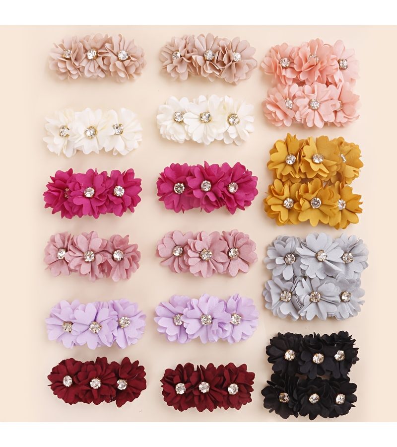Elegant Multicolor Floral Hair Clips 2 Pack For Girls Pastel Lightweight Hairpins Sparkling Centers Casual Bangs Updos Model006 - Image 1