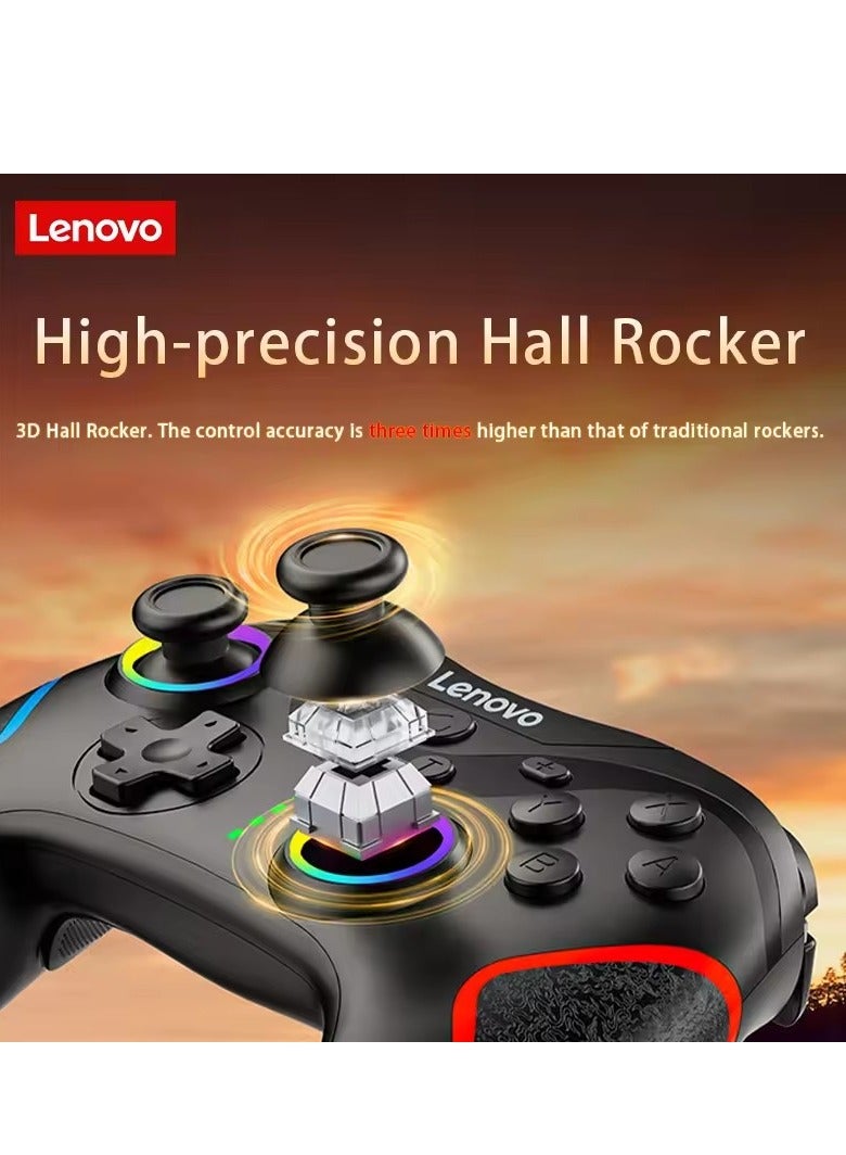 لينوفو جهاز تحكم الألعاب Lenovo S01 Hall Rocker مع جيروسكوب مدمج بستة محاور سلكي/بلوتوث/2.4G ثلاثي الوضع RGB مع جهاز استقبال محمول، أسود - Image 5
