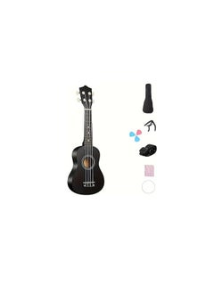 Megarya Designer Series 4 String Soprano Ukulele with Bag, Capo, Strap, Cloth and Strings (Black) 