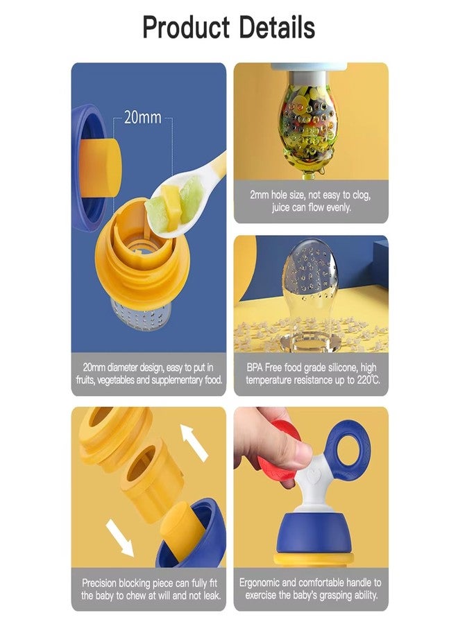 Fimalia Silicone Food/Fruit Nibbler with Extra Mesh, Soft Pacifier/Feeder, Teether for Infant Baby, Infant,BPA Free (Multicolor) (Rotate Handle) - Image 4