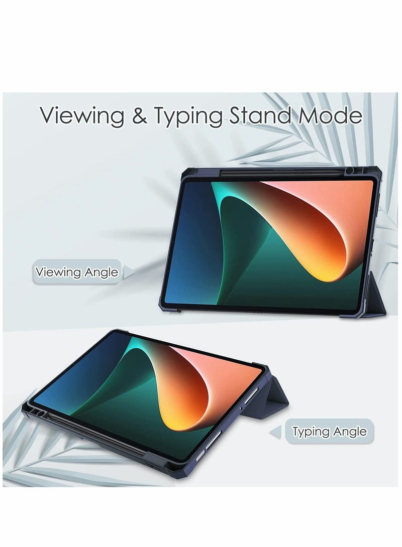 Xiaomi Mi Pad 5/Pro 11" Case with Pencil Holder, Auto Wake/Sleep, Trifold Stand, Transparent Back Cover - Image 5