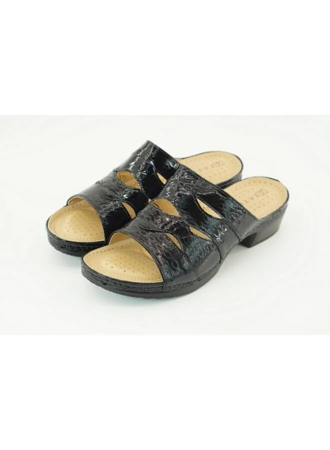 Zayna Black 221-3164 Zayna Ladies Low Heel Slides 2608-16 Black for Women | Best Price UAE