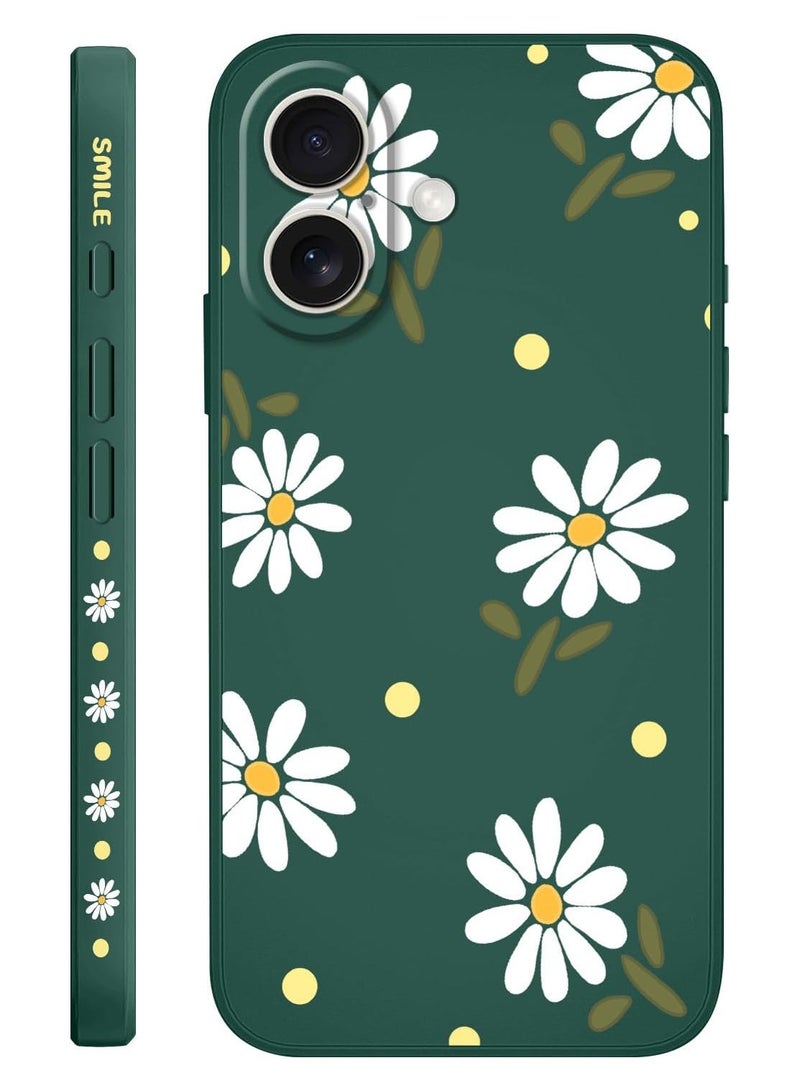 for iPhone 16 Plus Case Scratch Resistant Soft Slim Fit Floral Phone Cover for iPhone 16 Plus 6.7 inch-Daisy Green - Image 1