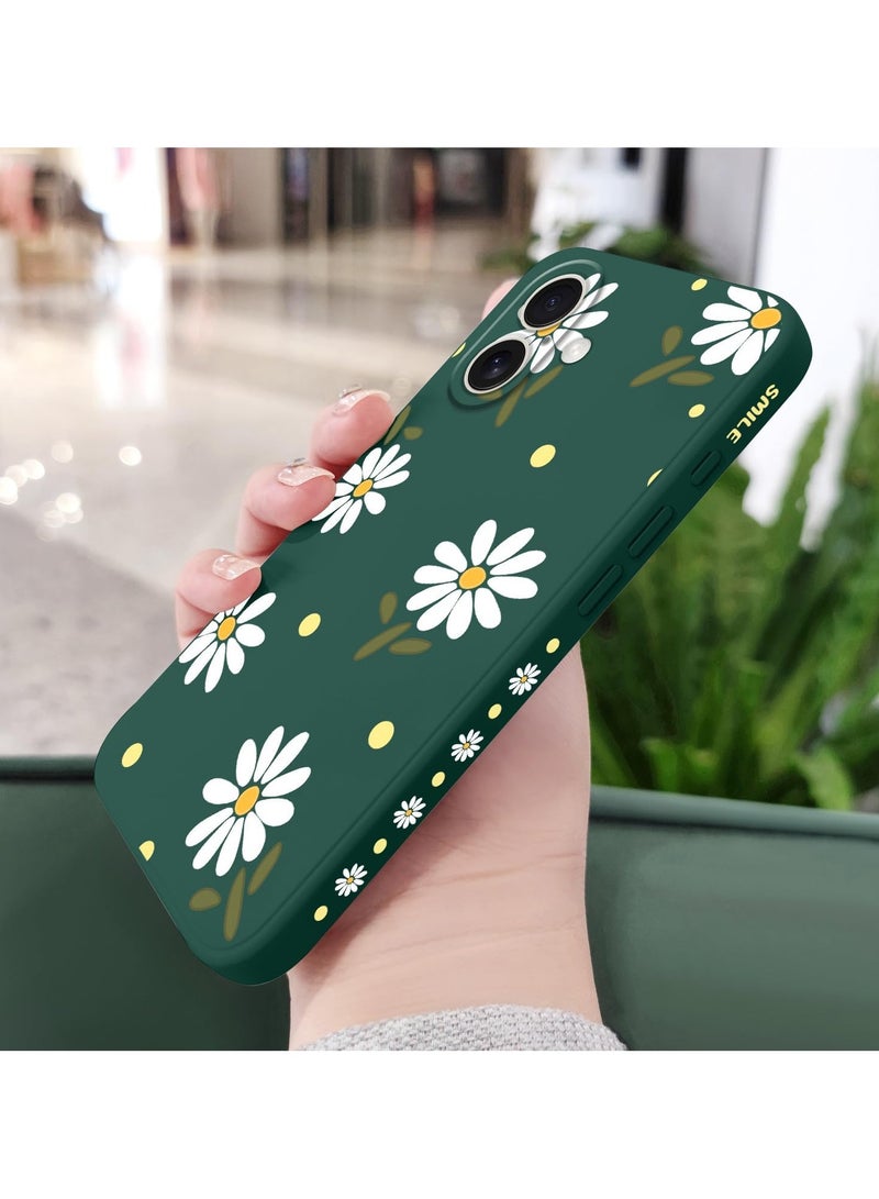 for iPhone 16 Plus Case Scratch Resistant Soft Slim Fit Floral Phone Cover for iPhone 16 Plus 6.7 inch-Daisy Green - Image 4
