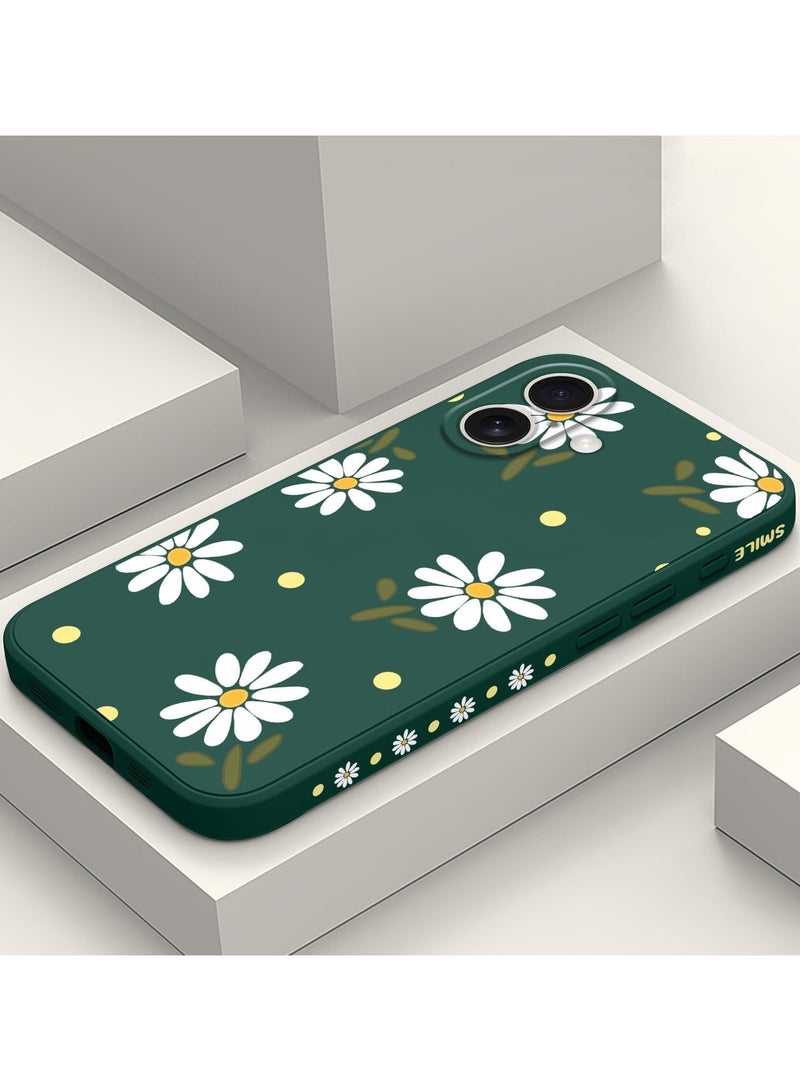 for iPhone 16 Plus Case Scratch Resistant Soft Slim Fit Floral Phone Cover for iPhone 16 Plus 6.7 inch-Daisy Green - Image 2