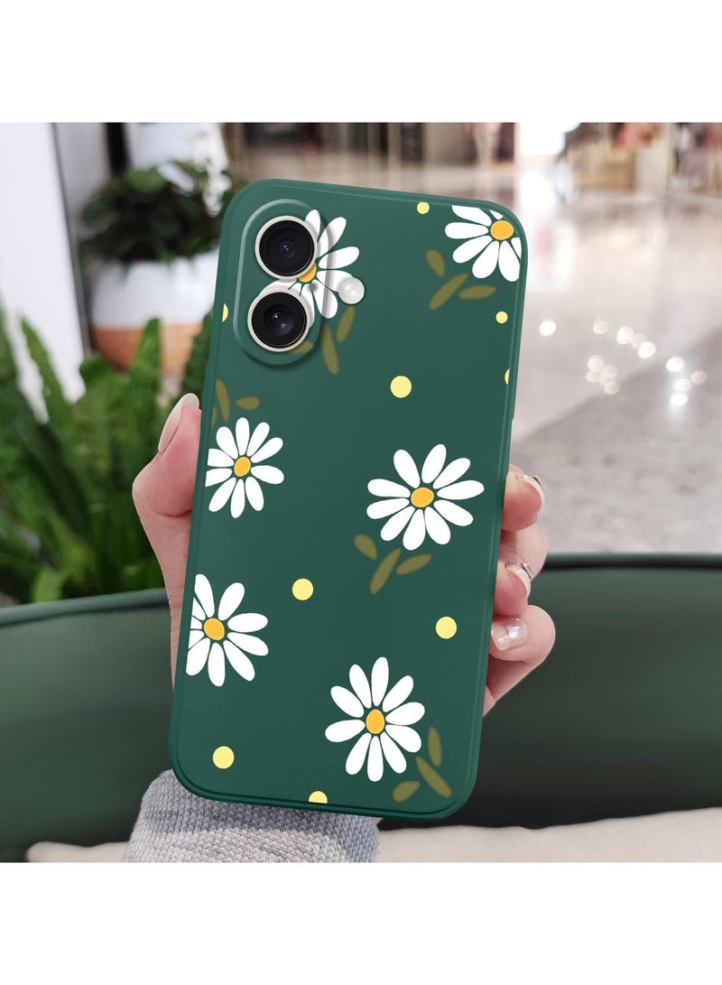 for iPhone 16 Plus Case Scratch Resistant Soft Slim Fit Floral Phone Cover for iPhone 16 Plus 6.7 inch-Daisy Green - Image 3