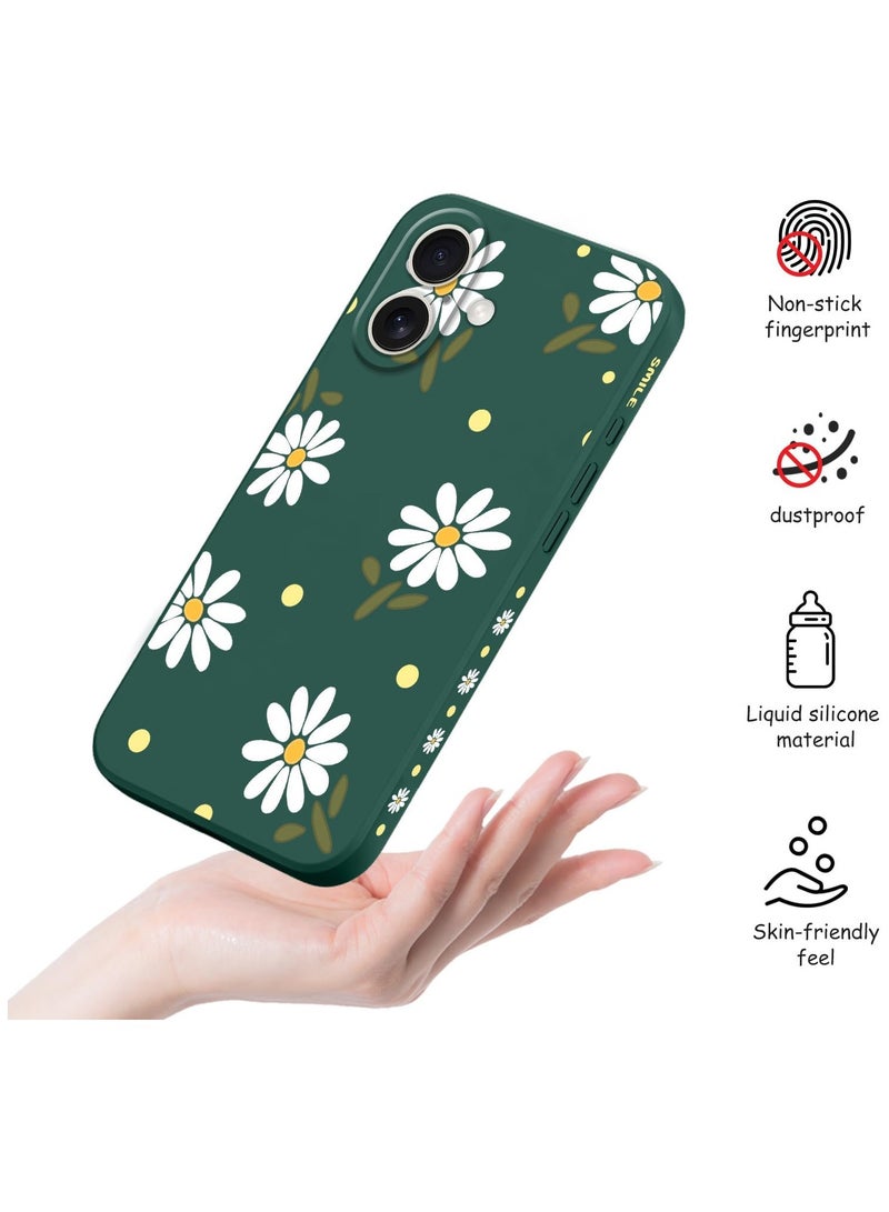 for iPhone 16 Plus Case Scratch Resistant Soft Slim Fit Floral Phone Cover for iPhone 16 Plus 6.7 inch-Daisy Green - Image 5
