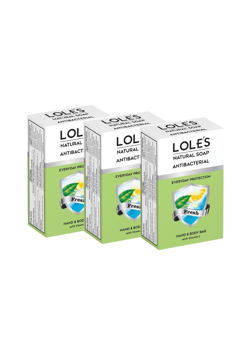 Lole's Antibacterial Hand & Body Fresh Soap with Vitamin E, Pack of 3 x 100g - Image 1
