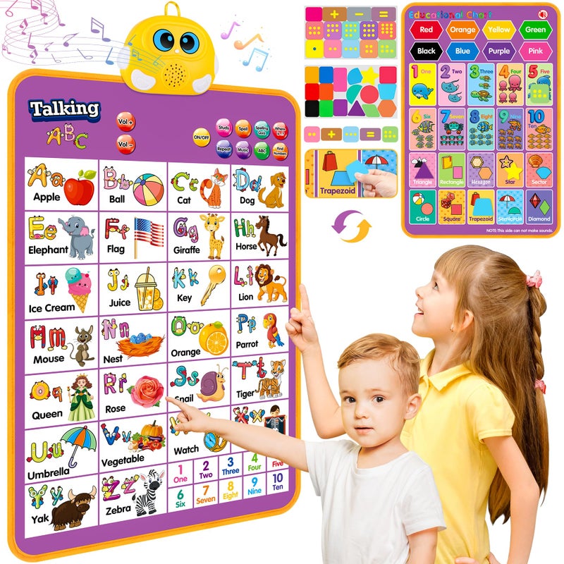 GaHoo Alphabet Wall Chart Talking ABC Music Poster Kids Learning Toys for Toddlers 24 Interactive Educational Toddler Montessori Toys Birthday Gifts for Age 1 2 3 4 5 Year Old Girls Boys Purple - Image 2