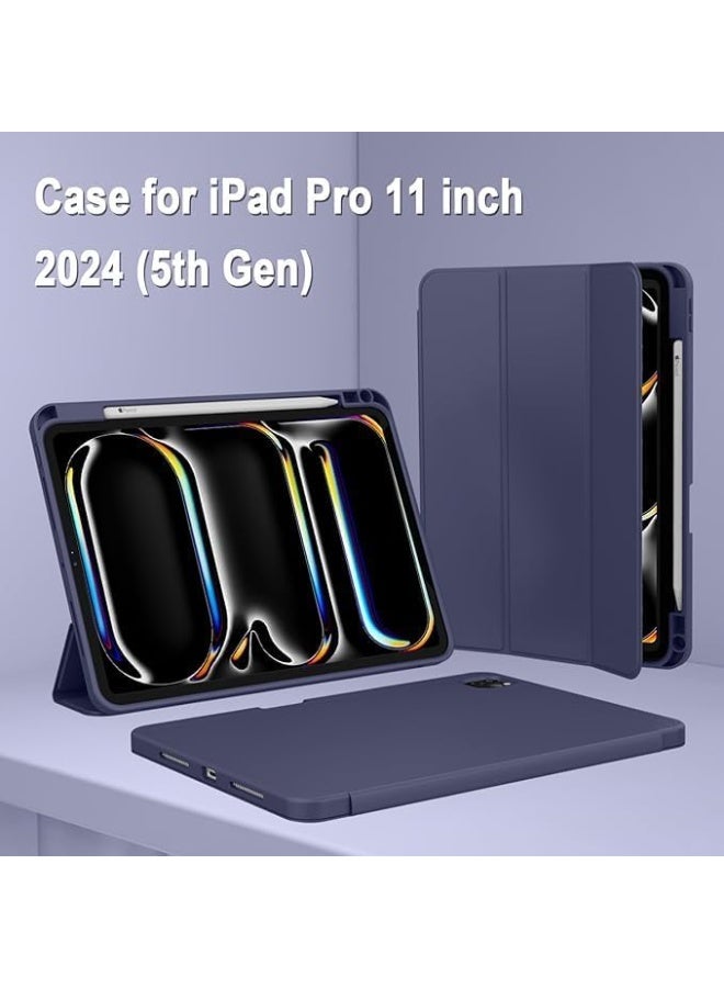 iPad 2024 iPad Pro 11 inch Case Compatible with M4 (5th Generation) with Pencil Holder, iPad Case Stand with TPU Back Shockproof Case for iPad Pro 11 2024 (Blue) - Image 2