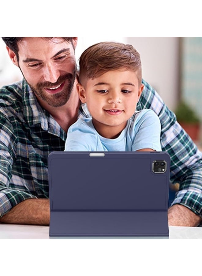 iPad 2024 iPad Pro 11 inch Case Compatible with M4 (5th Generation) with Pencil Holder, iPad Case Stand with TPU Back Shockproof Case for iPad Pro 11 2024 (Blue) - Image 4