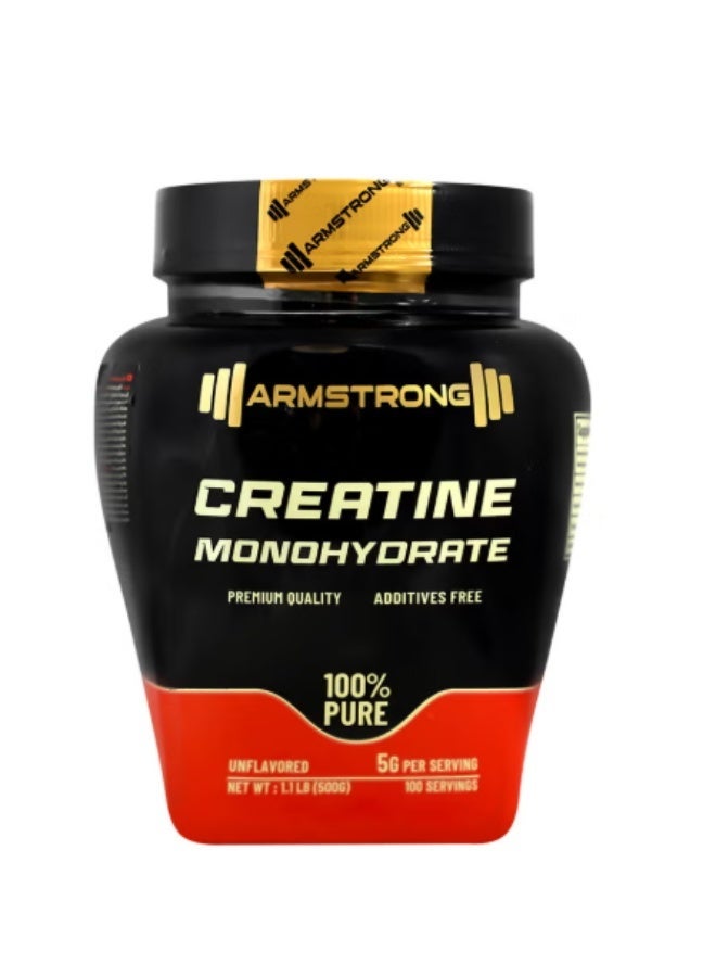 Armstrong Creatine Monohydrate 500g – 100% Pure, Unflavored, Premium Quality Micronized