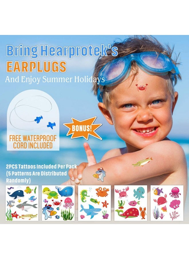 Hearprotek - 2 Pairs Swimming Ear Plugs For Kids, Soft Silicone Reusable Water Earplugs For Kids Swimming Bathing And Other Water Sports (Blue) - Image 1