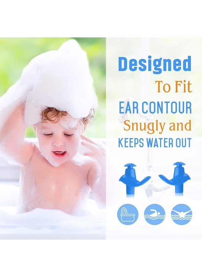 Hearprotek - 2 Pairs Swimming Ear Plugs For Kids, Soft Silicone Reusable Water Earplugs For Kids Swimming Bathing And Other Water Sports (Blue) - Image 1