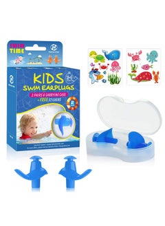 Hearprotek 2 Pairs Swimming Ear Plugs For Kids, Soft Silicone Reusable Water Earplugs For Kids Swimming Bathing And Other Water Sports (Blue)  - Image 1