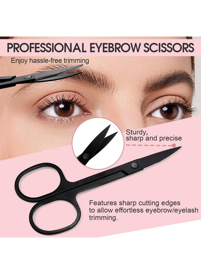 ميوفيو أداة وضع الرموش الصناعية، ملقط رموش منحني من الفولاذ المقاوم للصدأ للرموش المتكتلة (أسود (4 قطع)) - Image 3