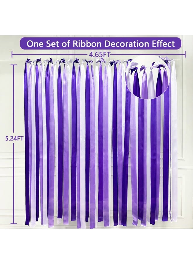pinkblume Purple Satin Ribbon 65.7Yd×1.97" Wide Ombre Lilac Purple Beige Ribbon for DIY Craft Gifts Wrapping Invitation Card Party Backdrop Wedding Bachelorette Birthday Engagement Lavender Ribbon Decorations - Image 3